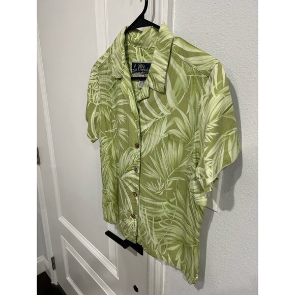 La Cabaña Palm Leaf Button Up Shirt Green Sz Small Short Sleeve Beach Resort - Picture 3 of 9